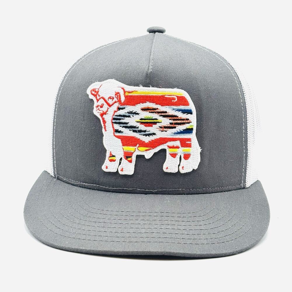 Lazy J Ranch Wear Mens Ranchwear Serape Aztec Logo Patch Mesh Snap Back Ball Cap